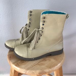 Cream Combat Boots